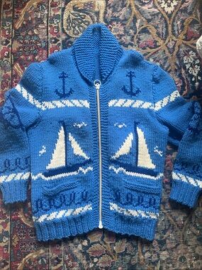 Vintage Mary Maxim Sailing Time Cardigan